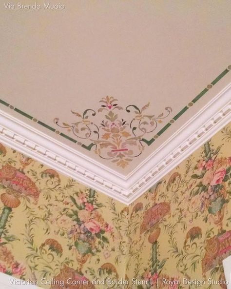 Victorian Ceiling, Dining Room Victorian, Royal Design Studio Stencil, Victorian Bedroom, Victorian Interiors, Victorian Wallpaper, Victorian Decor, Stencil Patterns, Ceiling Medallions