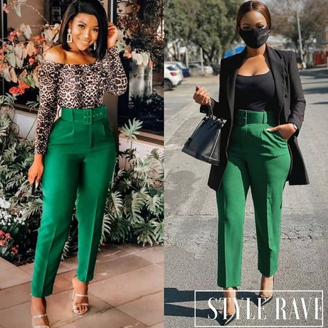 Formal Pants Women, Informal Attire, Green Pants Outfit, Dress Pants Outfits, Green Dress Pants, Cute Professional Outfits, Corporate Dress, Confident Women, Stylish Work Attire