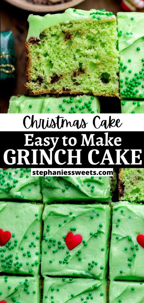 No Bake Vanilla Cheesecake, Andes Mints, Grinch Cake, Grinch Stuff, Best Christmas Desserts, Holiday Dessert Recipes, Festive Desserts, Christmas Grinch, Homemade Cake Recipes