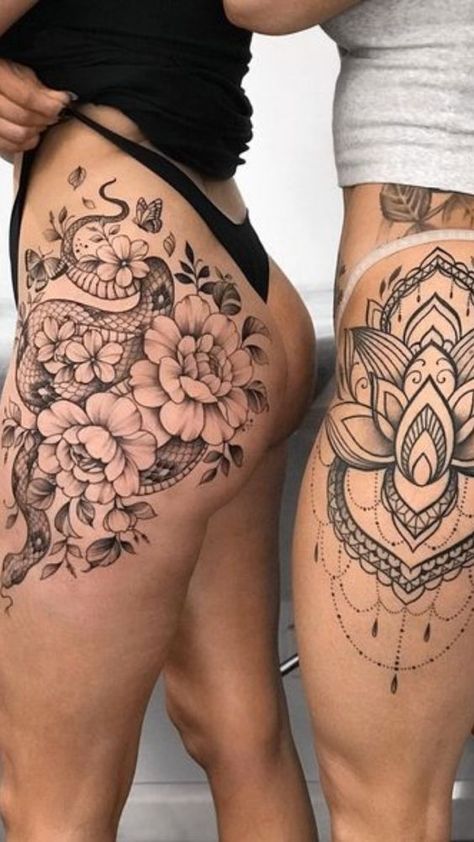 Hip Thigh Tattoos, Tattoos Infinity, Embroidery Tattoo, Hip Tattoos, Harry Styles Tattoos, Epic Tattoo, Hip Tattoos Women, Tattoos Geometric, Red Ink Tattoos