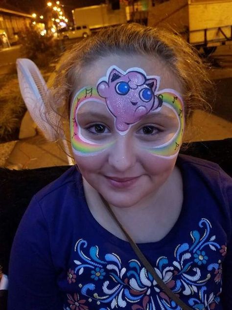 pokemon: Jigglypuff Face Paint, Pokémon Face Painting, Pokemon Face Paint Easy, Pokemon Face Painting, Pokemon Face Paint, Pokemon Facepaint, Easy Face Painting, Easy Face Painting Designs, Cosplay Pokemon