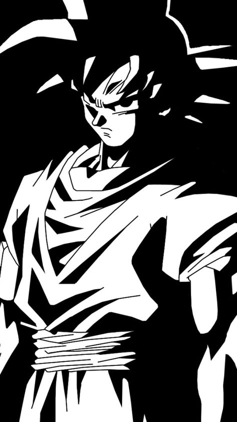 Goku Black And White, Anime Stencil, Goku Silhouette, Dragon Ball Z Wallpaper, Goku Artwork, Black And White Dragon, Deur Sticker, Image Dbz, Cute Drawlings