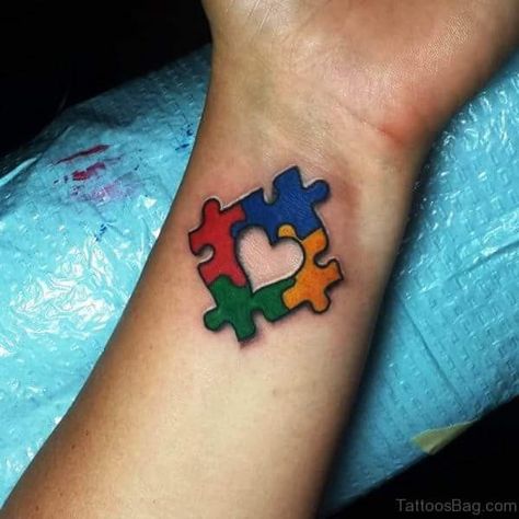 Puzzle Tattoo, Puzzle Piece Tattoo, Crow Tattoo Design, Puzzle Tattoos, Awareness Tattoo, Crow Tattoo, Pieces Tattoo, Tatuaje A Color, Tattoo Cover