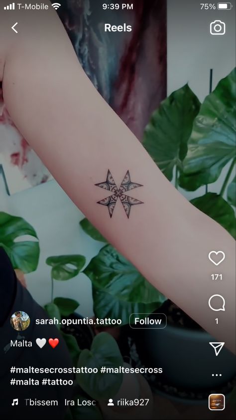 Malta Tattoo Ideas, Maltese Cross Tattoo, Malta Tattoo, England Tattoo, Malta Cross, Canada Tattoo, Blade Tattoo, Ball Tattoo, Dragon Ball Tattoo