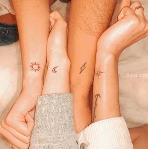 Matching Mother Daughter Tattoos For 3, 4 Matching Tattoos, Group Tattoos, Matching Bff Tattoos, Cousin Tattoos, Maching Tattoos, Matching Friend Tattoos, Cute Matching Tattoos, Small Matching Tattoos