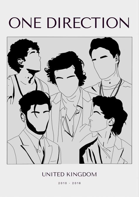 The Best Eras of One Direction Members | United Kingdom One Direction Graphic Design, One Direction Line Drawing, One Direction Art Ideas, Liam Payne Painting, One Direction Outline Drawing, One Direction Drawings Sketches, One Direction Members, One Direction Stickers Printable, One Direction Poster