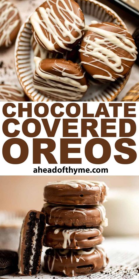 Chocolate Covered Oreos Fudge Covered Oreos, White Chocolate Covered Oreos, Oreo Birthday Cake, Diet Cookies, Thyme Recipes, Gourmet Dinner, Dipped Cookies, Frozen Chocolate, Christmas Candy Recipes