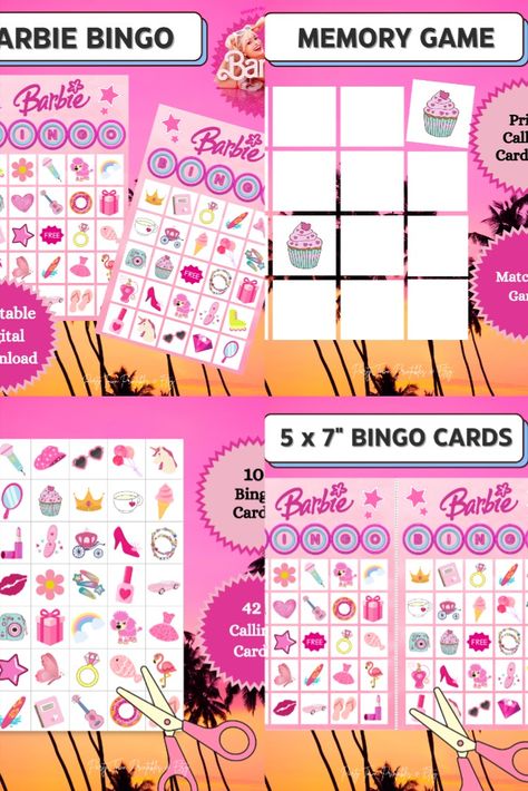 Hi Barbie! Do you need the ultimate Barbie-themed party game for Girls Night? Does your birthday or bachelorette celebration need a little more...PINK? Both adults and kids will enjoy this Barbie BINGO Game, that also doubles as a Memory Match Game! Barbie Bingo, Game For Girls Night, Fun Kids Party Games, Girls Party Games, Hi Barbie, Free Barbie, Memory Match Game, Dance Games, Match Game