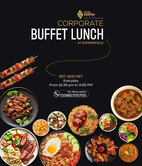 Buffet Ads, Food Marketing Design, Bake Healthy, Food Marketing, Hotel Buffet, Facebook Post Design, Lunch Buffet, Space Illustration, Food Graphic Design