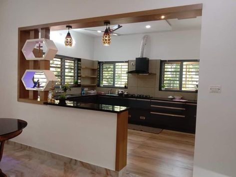 Open Kitchen Designs Indian Style, Open Kitchen Partition Ideas, Indian Kitchen Interior, Kitchen Partition Ideas, Kitchen Vastu, Kitchen Partition, Open Kitchen Design, Modern Kitchen Open, Partition Ideas