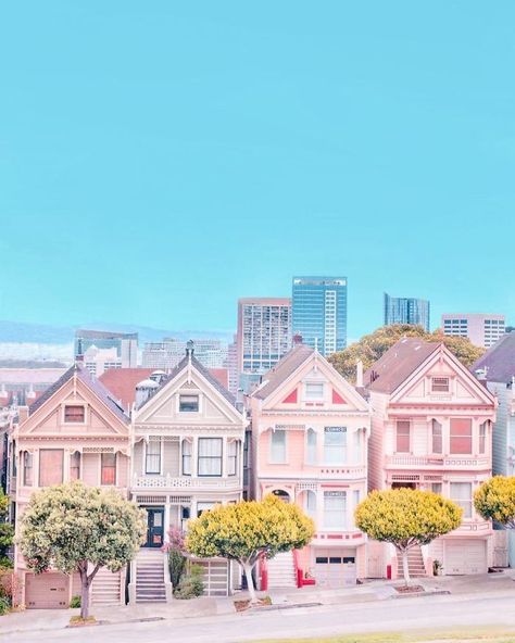 Dreamy Streets Of San Francisco Road Trip Games For Kids, Alamo Square, San Francisco Photography, San Francisco Print, San Francisco Photos, Road Trip Activities, San Francisco Houses, Pastel House, California Print