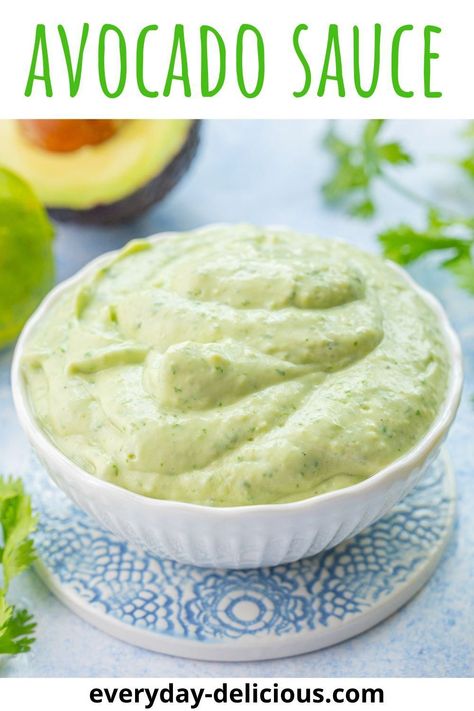 Avocado Lime Crema, Avocado Sauce Recipe, Avocado Cream Sauce, Crema Recipe, Dips Recipes, Lime Crema, Creamy Avocado Sauce, Cilantro Lime Sauce, Avocado Crema