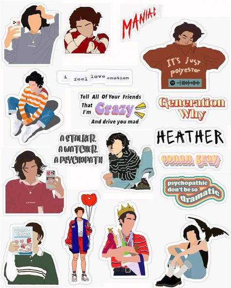 Conan Gray Stickers, Sticker Ideas Aesthetic, Gray Stickers, Sticker Design Ideas, Stickers To Print, Messages Funny, Sticker Ideas, Conan Gray, Dylan O