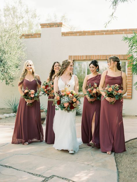 Desert Rose Wedding Colors, Desert Rose Wedding, Desert Rose Bridesmaid Dresses, Desert Rose Color, Bridesmaid Dresses Color Palette, Rose Wedding Theme, Hunting Wedding, Wedding March, Fall Bridesmaids