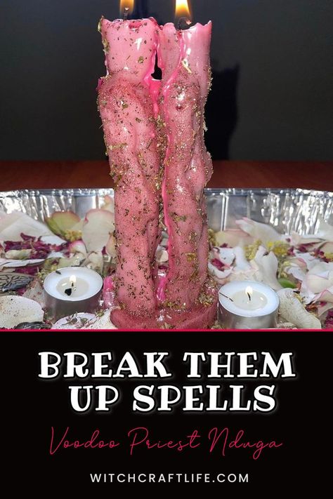 With a break them up spell you dont have to withstand your ex or lover having someone else or cheating on you while you watch, why not break them up and end his-her cgeating ways. This is a very powerful and potent separation spell that really works fast. Learn more ... #breakupspell #bindingspell #stopcheating #witch #witchcraft #lovespellsthatwork #witchdoctor #africanvoodoo 3rd Party Removal Spell, Stop Cheating Spell, Break A Spell Cast Upon You, Break Up Spells That Work, How To Freeze Someone Spell, Separate Two People Spell, Break A Love Spell, Break Them Up Spells, Break Connection Spell