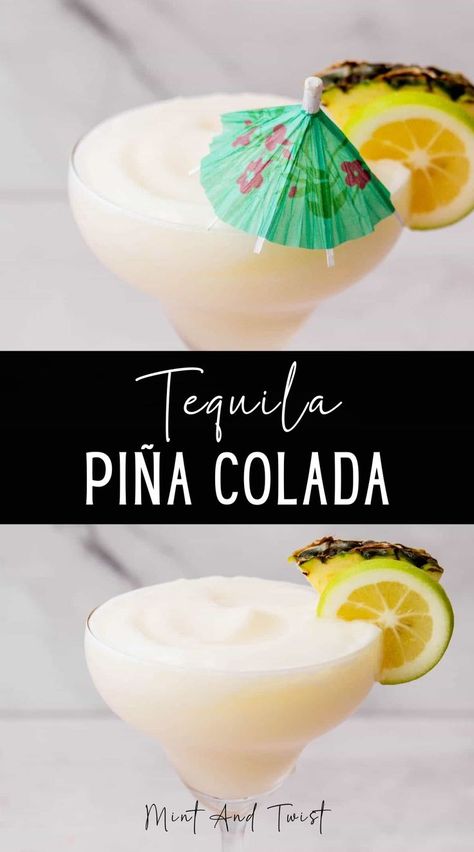 Elevate your cocktail experience with this Tequila Piña Colada, a refreshing tropical cocktail that combines the classic flavors of a Piña Colada with the boldness of tequila. This drink is perfect for Cinco de Mayo celebrations, summer parties, or any time you crave a tropical twist on a classic cocktail. Pina Colada Drinks, Flavored Margaritas, Coconut Margarita, Pina Colada Recipe, Pineapple Margarita, Silver Tequila, Tropical Twist, Frozen Pineapple, Printable Recipe Cards