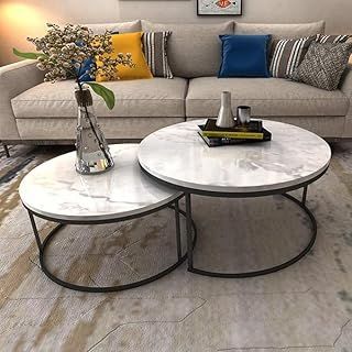 Nesting Tables Living Room, Round Living Room Table, Marble Coffee Table Set, Living Room Marble, Round Living Room, Marble Round Coffee Table, Living Room Table Sets, Nesting Table, Snack Table