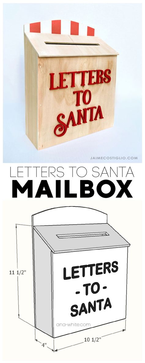 A DIY tutorial to build a mailbox for letters to Santa. Make this holiday mailbox for kids of all ages to send their letters to Santa. Mailbox For Santa Letters, Letter To Santa Box Diy, Santa's List Scroll Diy, Kids Mailbox Ideas, Letters For Santa Mailbox Diy, Santa Letter Box Diy, Santas Mail Box Diy, Santa’s Mailbox Diy, Santa Post Box Diy