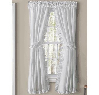 Classic Narrow Ruffled, 80"W X 72"L Priscilla Curtains with ties Natural Window Treatments, Priscilla Curtains, Ruffle Curtains, Leaf Curtains, Curtain Styles, Wide Windows, Country Curtains, Modern Curtains, Home Curtains