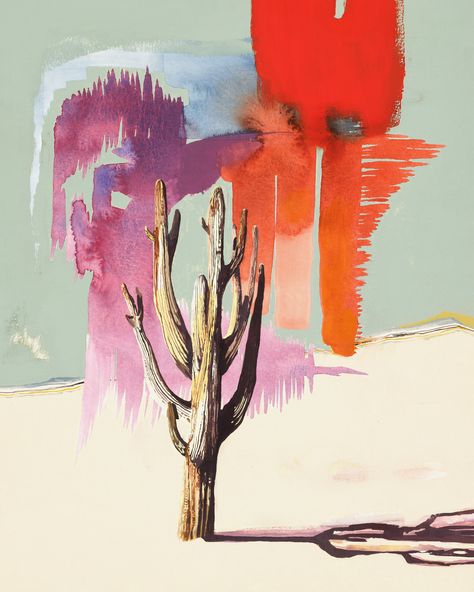 Saguaro — Noelle Phares Southwestern Landscape, Paint Palettes, Watercolor Gouache, Southwestern Print, Saguaro Cactus, Painting Inspo, Denver Co, Buy Prints, Paper Print