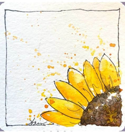 Easy Watercolor Sunflower, Watercolor Sketches Simple, Watercolor Art Ideas Creativity, Summer Watercolor Ideas, Fall Watercolor Ideas, Whimsical Watercolor Art, Watercolor Doodles Easy, August Watercolor, Fun Watercolor Ideas