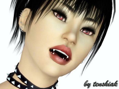 The Sims Resource - Aya - cute vampire girl Fangs Sims 4 Cc, Sims 4 Cc Vampire Teeth, Sims 4 Fangs, Sims 4 Cc Teeth, Sims Aesthetic, Cute Vampire, Sims 4 Tsr, Vampire Girl, Vampire Fangs