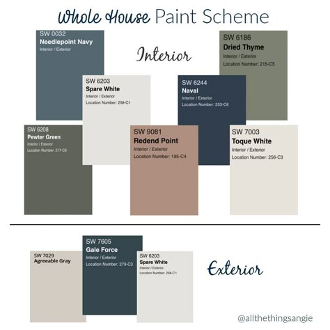 I’m going to preface this by saying I will probably not use every one of these colors in one house, I realize there’s a lot going on here… | Instagram Colors That Go With Redend Point, House Pallete Color Palettes, Open Concept Color Scheme, Redend Point Bedroom, Color Schemes For The Home Exterior, Whole House Paint Scheme 2023, Redend Point Color Palette, Paint Pallets For Home Color Schemes, 2023 Exterior House Colors