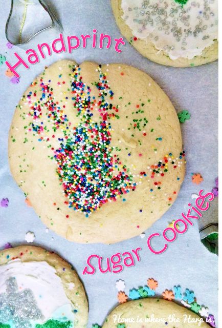 These easy handprint sugar cookies are such a fun way to get babies and toddlers involved in baking! Handprint Cookies, Baking With Toddlers, Preparing For Christmas, Cookie Pictures, Sweet Foods, Baby Handprint, The Harp, Baby Activities, Christmas Tree Cookies