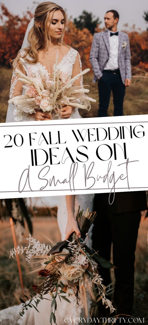 Simple Fall Wedding Ideas On A Budget, Fall Wedding Budget, Wedding Ideas On A Budget Fall, Fall Wedding Ideas Diy, Fall Small Wedding Ideas, Wedding Cake Ideas Fall, Fall Wedding On A Budget Diy, Budget Fall Wedding, Cheap Fall Wedding Decor