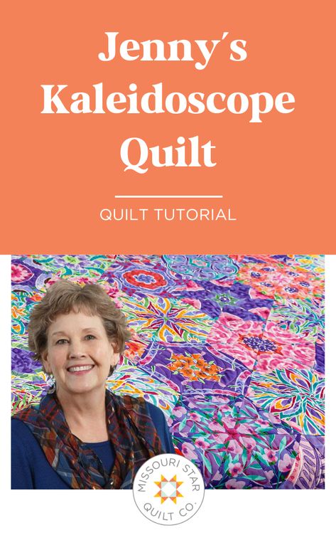 Save this Free, Easy Jenny's Kaleidoscope Quilt Tutorial! Jenny demonstrates how to make a dazzling Kaleidoscope quilt using 6 identical quilt panels and the Missouri Star 8" Equilateral 60 Degree Triangle Ruler. Kalidescope Quilt Patterns, Equilateral Triangle Quilt Pattern, Kaleidoscope Quilt Tutorial Free Pattern, 60 Degree Diamond Quilt Pattern, One Block Wonder Quilt Tutorial, Kaleidoscope Quilt Pattern Free, Kaliedascope Quilts, Kalidascope Quilts, Kaleidoscope Quilt Pattern