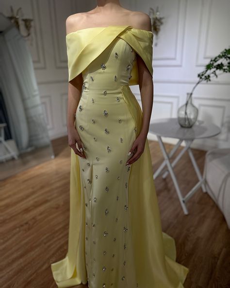 LA72307-LA6490-LA7245–La72696-LA72178 Lavender Marriage, Yellow Silk Dress, Gown Yellow, Classy Fashion Chic, Model Dress Kebaya, Vogue Arabia, Casual Embroidery, Sara Dress, Cute Formal Dresses