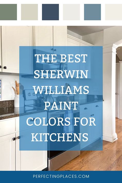 These are the best Sherwin Williams paint colors for your kitchen walls and kitchen cabinets. Wherein Williams Kitchen Colors, Kitchen Paint Color Sherwin Williams, Kitchen Colors Sherwin Williams, Colors For Kitchen Cabinets 2023, Dutch Tile Blue Sherwin Williams Kitchen, Kitchen Island Colors Sherwin Williams, Silver Strand Sherwin Williams Kitchen, Wall Color For Brown Cabinets, Kitchen Cabinet And Island Paint Colors