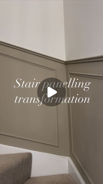 Ellie, Rob, Loki & Bear 🐻🤍 | STAIR PANELLING COMPLETE ✅  This has definitely been one of the most complex, frustrating projects we’ve done so far - but we persevered... | Instagram Stair And Landing Panelling, Wall Paneling On Stairs, Under The Stairs Panelling, Stairwell Panelling, Staircase Wall Cladding Ideas, Wall Panelling Stairs Stairways, Panelled Walls On Stairs, Wood Panelling Stairs, Panelling On Stairs