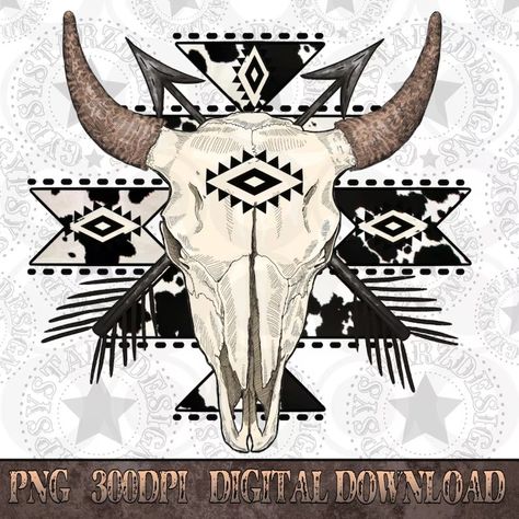 Bison Skull, Western Tattoos, Skull Png, Cow Head, Bull Skull, Bull Skulls, Western Design, Boho Design, Cow Skull