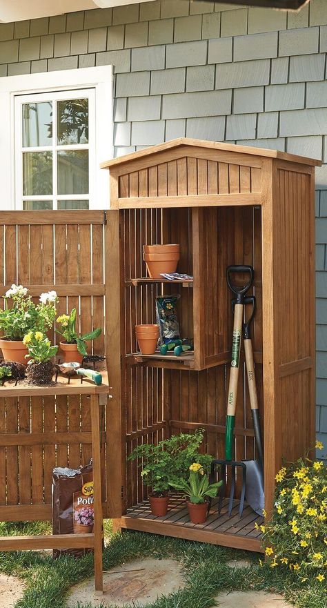 27 Best Small Storage Shed Projects (Ideas and Designs) for 2022 Small Garden Shed, Plants And Gardening, Storage Shed Plans, Garden Tool Storage, Backyard Sheds, Backyard Shed, Potting Sheds, Homestead Survival, Diy Shed