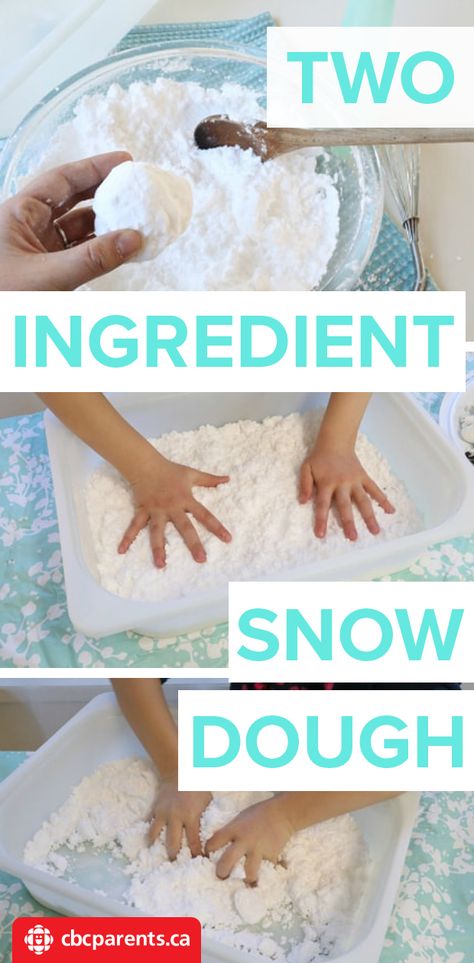 Christmas Cloud Dough, Snow Dough Recipe Conditioner, Snowflakes Activities For Preschool, Sensory Snow Recipe, Winter Playdough Ideas, Make Snow For Kids, How To Make Fake Snow, Snow Sensory Play, Gingerbread Sensory