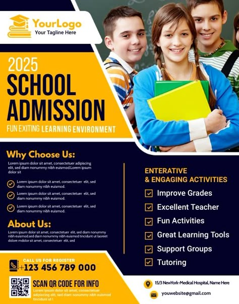 9,210+ school admission Customizable Design Templates | PosterMyWall Leaflets Ideas School, School Admission Brochure, School Posters Design, Tution Class Advertisement Template, School Flyer Design Templates, Education Banner Design Ideas, School Advertisement Poster Design, School Promotion Ideas, School Advertising Poster Ideas