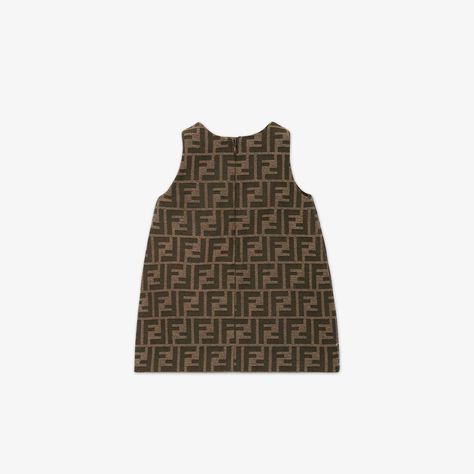 All-over FF canvas baby dress, lined and with invisible zipper on the back. Made in Italy Brown Cotton Dress, Fendi Dress, Fendi Kids, Red Booties, Rompers For Kids, Kenzo Kids, Italian Fashion Designers, Stella Mccartney Kids, Brown Dress