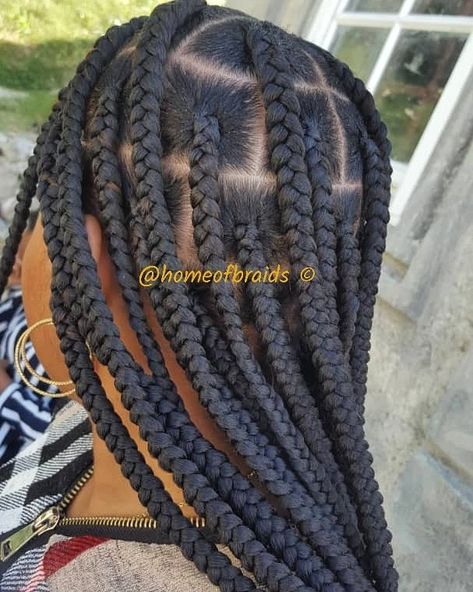 Chunky Knotless Braids, Chunky Braids For Black Women, Knotless Braids Large, Large Braids, Braids Large, Large Knotless Braids, Large Knotless, Protective Style Braids, Bantu Knot Hairstyles