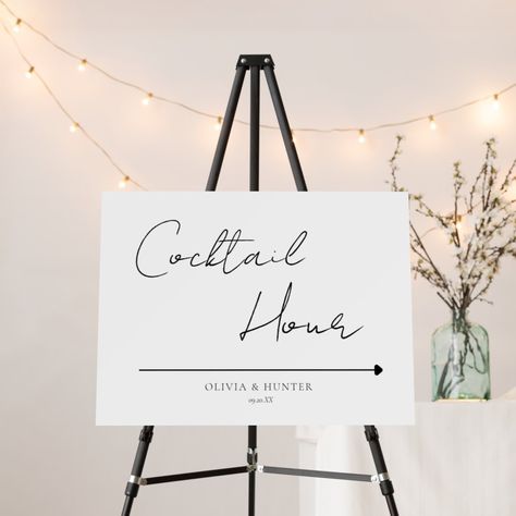 Cocktail Hour Welcome Sign, Cocktail Hour Wedding Sign, Wedding Cocktail Hour Sign, Welcome Cocktail Wedding, Black And White Cocktail Hour, Cocktail Hour Signs For Wedding, Cocktail Hour Signage, Cocktail Hour Decorations, Cocktail Hour Decor Wedding