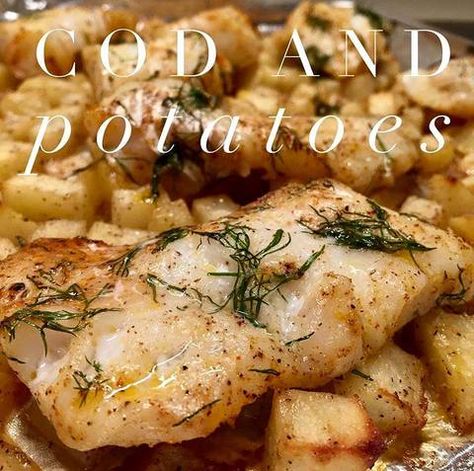 Cod And Potatoes, White Fish Recipes Baked, How To Cook Cod, Roasted Cod, Baked Cod Recipes, Cod Fish Recipes, White Fish Recipes, Fish Recipes Baked, Easy Mediterranean Diet Recipes