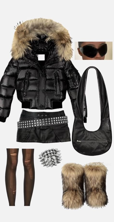 Carti Concert Outfit, Opiumcore Outfits Girl, Opiumcore Outfits, Fur Boots Outfit, Mcbling Fashion, Trashy Outfits, 2000s Fashion Outfits, New Rock, Swaggy Outfits