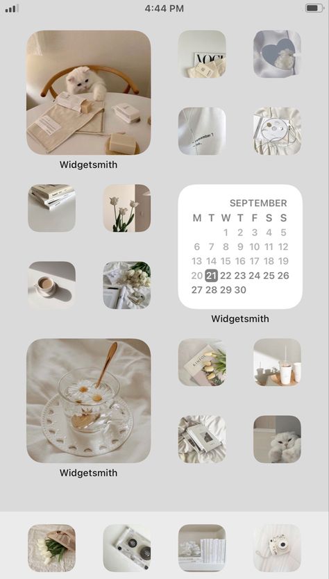 Aesthetic Ios 16 Home Screen, Home Screen Theme Ideas, White Aesthetic Home, Aesthetic Ios 16, Ios 16 Home Screen, Kawaii App, Aesthetic Home Screen, 2023 Aesthetic, Ios App Iphone