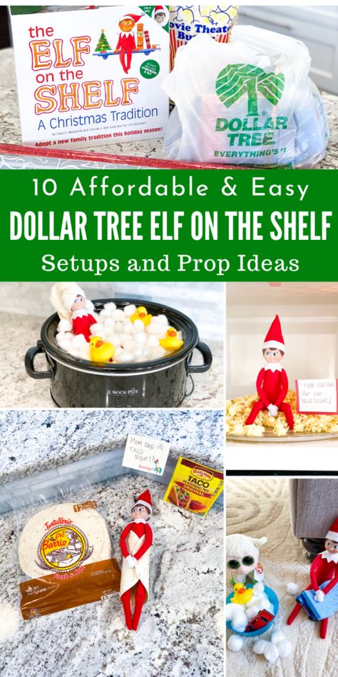 Dollar Tree Elf on The Shelf Props and Creative Poses will help you think up easy and affordable options for your friendly elf who is getting into mischief! #elf #shelf #christmas #elfonshelf #ideas #crafts #easy #dollartree #dollarstore #cheap #affordable #easy #quick #props Dollar Tree Elf, Elf Poses, Dollar Tree Elves, Elf On The Shelf Props, Shelf Tree, Tree Props, Elf Kit, Awesome Elf On The Shelf Ideas, Elf Props