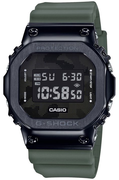 G-Shock Watch Metal Bezel Mens #add-content #alarm-yes #basel-20 #bezel-fixed #bracelet-strap-rubber #brand-g-shock #case-depth-12-9mm #case-material-steel #case-width-49-6-x-43-2mm #chronograph-yes #date-yes #day-yes #delivery-timescale-call-us #dial-colour-lcd #fashion #gender-mens #movement-digital #new-product-yes #official-stockist-for-g-shock-watches #packaging-g-shock-watch-packaging #perpetual-cal Watch G Shock, G Shock Black, G Shock Men, Casio Vintage, Mens Digital Watches, Citizen Eco, Camo Designs, G Shock Watches, Face Men