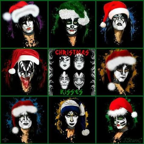 Kiss Band Christmas, Hot Metalheads, Kiss Table, Heavy Metal Christmas, Bruce Kulick, Kiss Group, Kiss Merchandise, Banda Kiss, Kiss Artwork