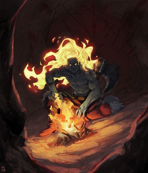 Fire Genasi Male, Male Character Art, Fire Genasi, Fire Warrior, Fantasy Sci Fi, Male Character, Art Folder, 캐릭터 드로잉, Dungeons And Dragons Characters