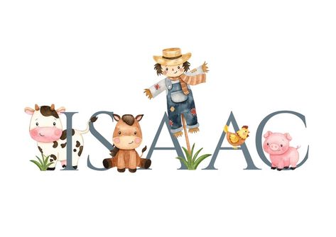 Cow Pig Chicken, Fun Nursery, Cotton Anniversary Gifts, Baby Print, Safari Animal Prints, Baby Themes, Name Print, Farm Theme, Safari Animals