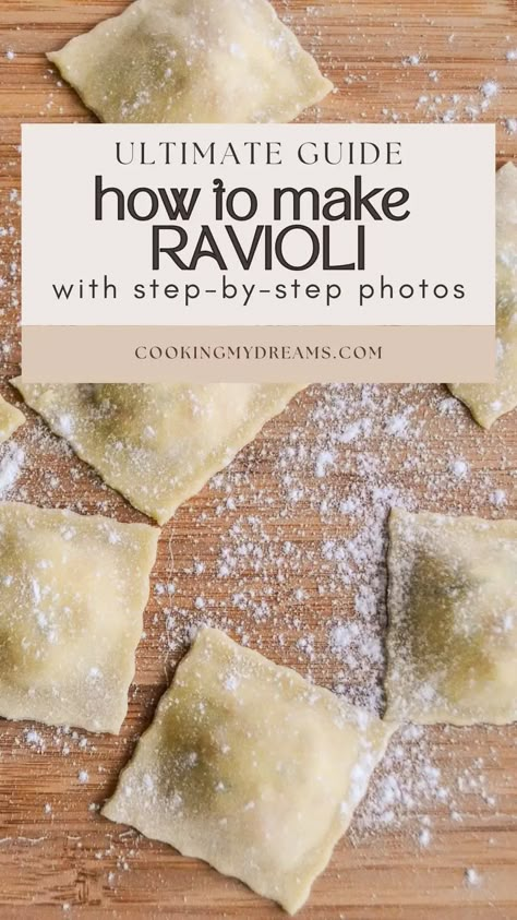 How to make perfect handmade Ravioli (complete step-by-step guide) Ravioli Pasta Recipe, Ravioli Dough Recipe, Homemade Ravioli Dough, Homemade Pasta Dough Recipe, Cheese Ravioli Recipe, Ravioli Recipe Homemade, Make Ravioli, Handmade Ravioli, How To Make Ravioli