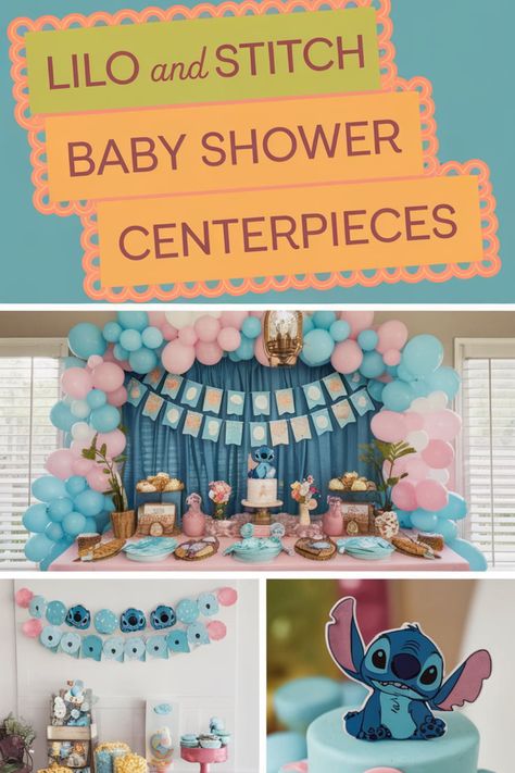 Looking for centerpieces that will wow your guests? 😍 Check out these 10 Lilo and Stitch designs that are sure to steal the spotlight! 🌟 From floral arrangements featuring tropical blooms 🌺 to creative Stitch figurines 🧸, these ideas are both beautiful and unique. Add a touch of magic to each table and make your decor unforgettable. Make your baby shower the talk of the town! 🗣️ Stitch Slumber Party Ideas, Stitch Decorations Party, Stitch Baby Shower Theme, Stitch Birthday Ideas, Slumber Party Ideas, Stitch Party, Baby Shower Theme Ideas, Talk Of The Town, Baby Shower Centerpieces